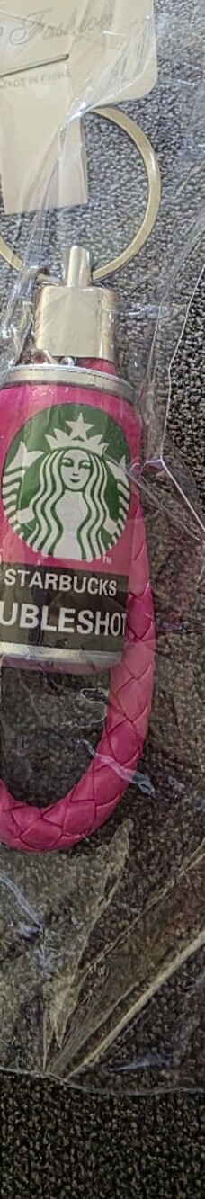 Starbucks Hot Pink Braided DoubleShot Keychain Charm with Green Logo